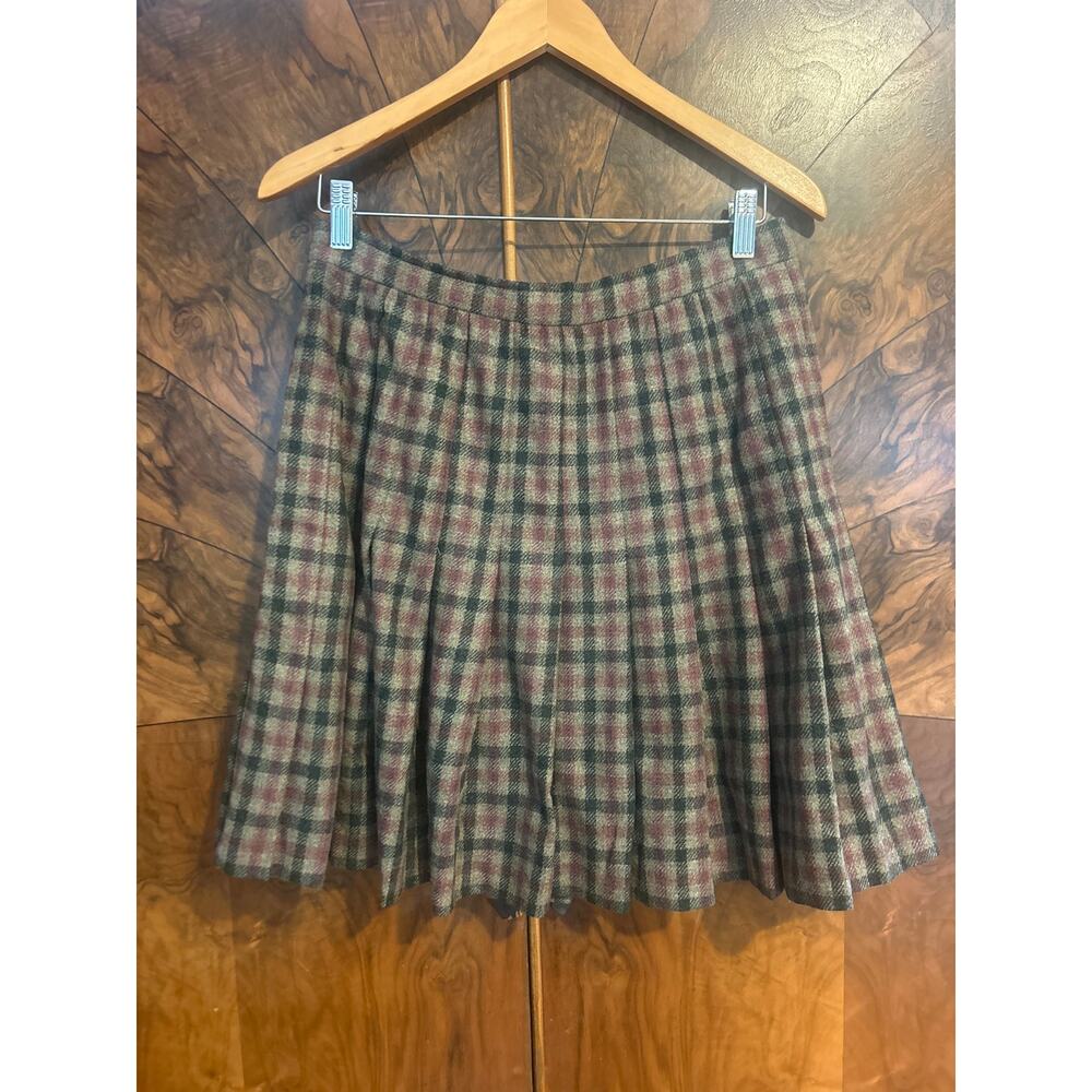 Vintage VALENTINO Wool Plaid Pleated Skirt Size 12 ACADEMIA OLD MONEY Medium M - Picture 2 of 7